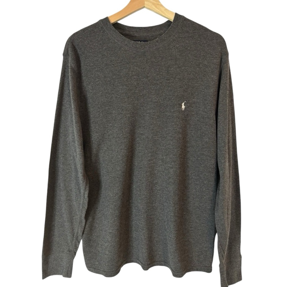 Polo Ralph Lauren Men’s Gray‎ Waffle Knit Long Sleeve Shirt Size Large
